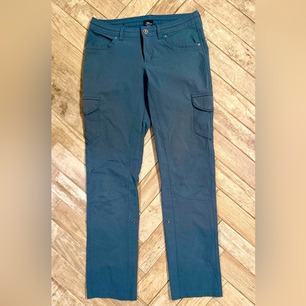 Kuhl Pants Womens 8 Blue/ grey Freeflex Roll Up Cargo Relaxed Fit Mid Rise